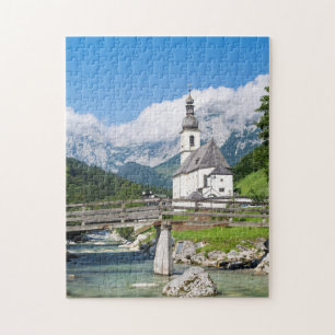 Die Pfarrkirche von Ramsau in Bayern, Deutschland Puzzle