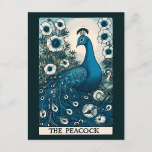 Die Pfau-Tarotkarte Kunst Pfauen Türkis Kunst Feiertagspostkarte