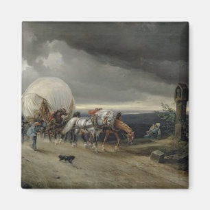 Die Pferde, die Wagen zeichnen, up einen Hügel, Magnet