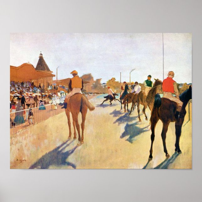 Die Pferderennen (Die Parade), Edgar Degas Poster (Vorne)