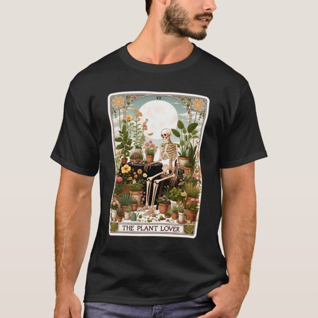 Die Pflanze Lover Tarot Card Skelettgärten T-Shirt (Vorderseite)