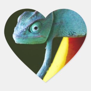 Die Phantastische Chameleon Herz-Aufkleber