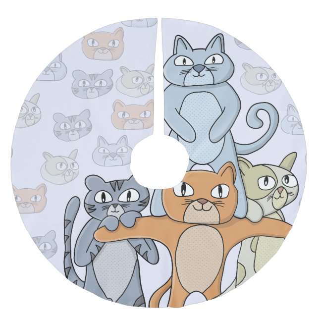 Die Phantastischen Katzen Polyester Weihnachtsbaumdecke (Vorderseite)