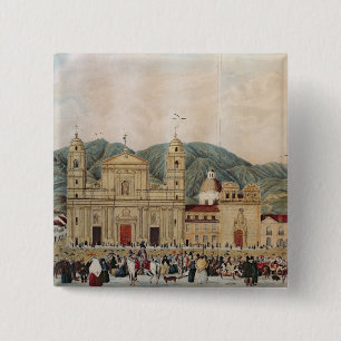 Die Piazza de Bolivar, Bogota, 1837 Button