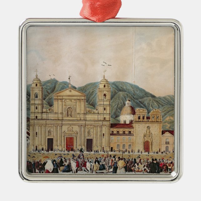 Die Piazza de Bolivar, Bogota, 1837 Ornament Aus Metall (Vorne)