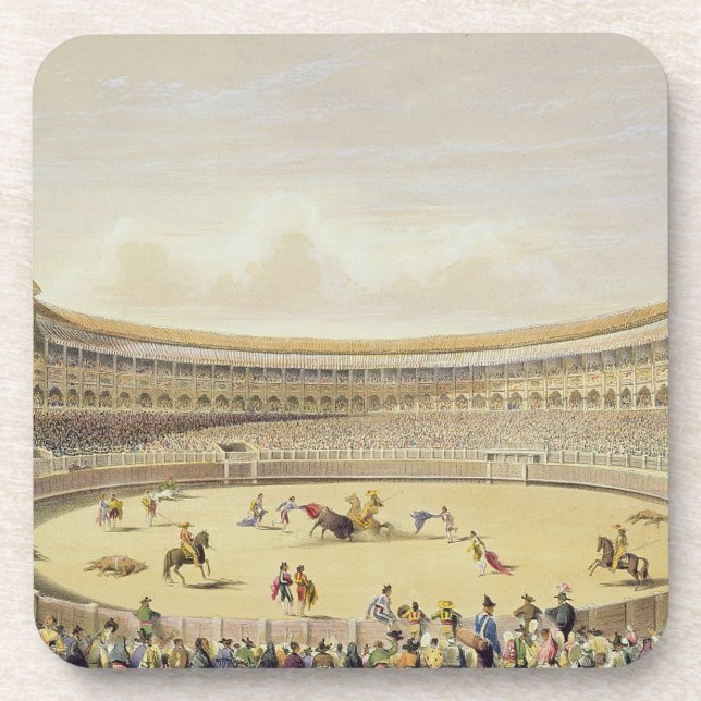 Die Piazza de Toros von Madrid, 1865 (Farbelitho) Getränkeuntersetzer (Vorderseite)