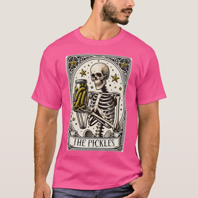 Die Pickles-Tarot-Karte Skelett Canning Saison Gar T-Shirt (Vorderseite)