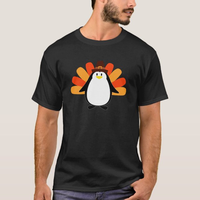 Die Pinguin-Pilger-Türkei Brei-oben T-Shirt (Vorderseite)
