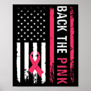 Die Pink Ribbon American Flag Breast Cancer Awaren Poster