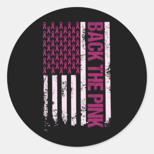 Die Pink Ribbon American Flag Breast Cancer Awaren Runder Aufkleber