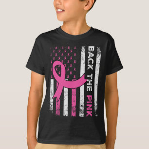 Die Pink Ribbon American Flag Breast Cancer Awaren T-Shirt