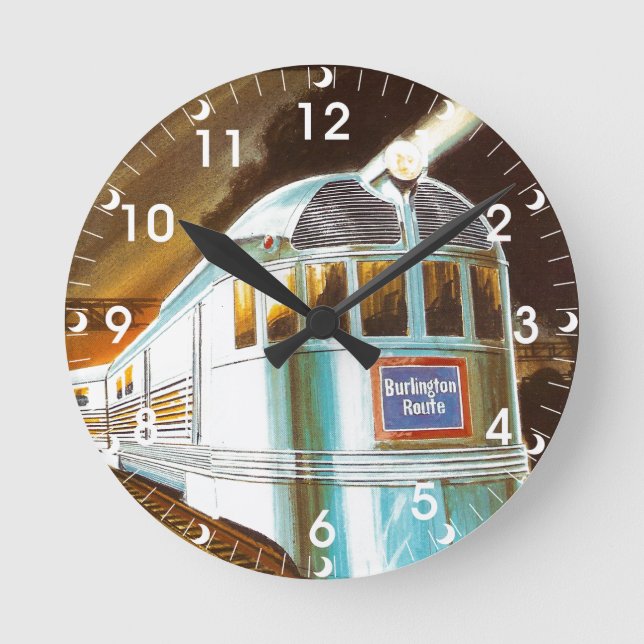 Die Pioneer Zephyr-Uhr von 1934 Runde Wanduhr (Vorderseite)