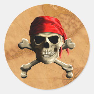 Die Piratenflagge Pirate Map Runder Aufkleber
