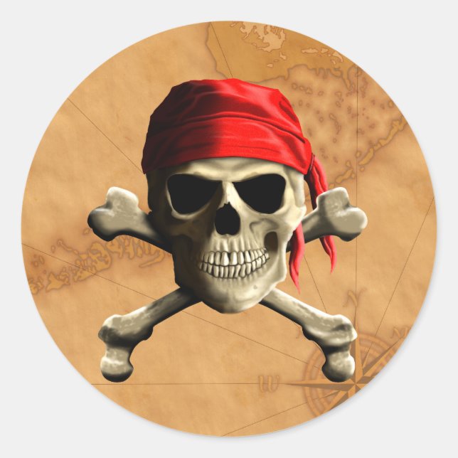 Die Piratenflagge Pirate Map Runder Aufkleber (Vorderseite)