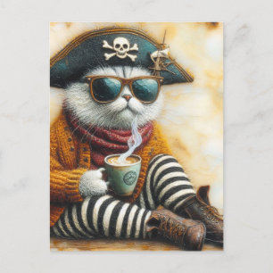 Die Piratenkiste mit Kaffee Postkarte