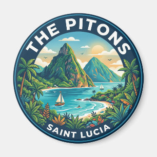 Die Pitons Saint Lucia Magnet
