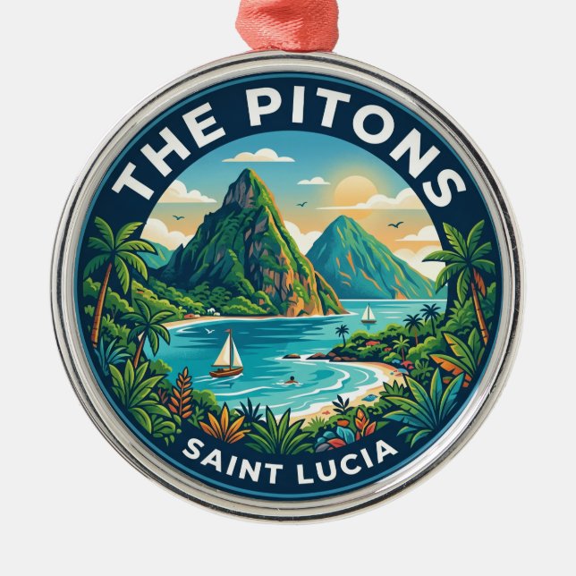 Die Pitons Saint Lucia Ornament Aus Metall (Vorne)