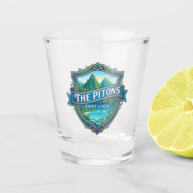 Die Pitons Saint Lucia Schnapsglas (Vorderseite)