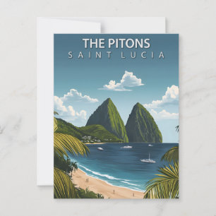 Die Pitons Saint Lucia Vintage Reise Postkarte
