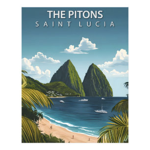 Die Pitons – Vintage-Reiseposter von St. Lucia Fotodruck