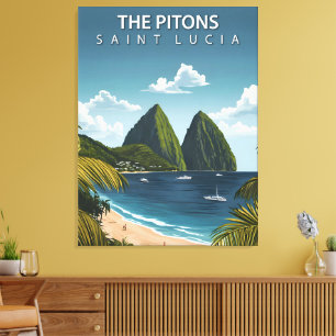 Die Pitons – Vintage-Reiseposter von St. Lucia Leinwanddruck