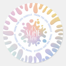 Die platsche Geburtstagsparty mit Regenbogen in sc Runder Aufkleber