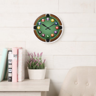 Die Pocket Eight-Ball Billardtisch-Wanduhr Große Wanduhr
