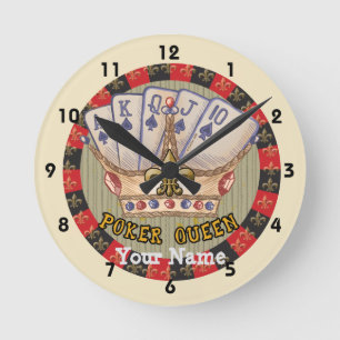 Die Poker Queen Clock Runde Wanduhr