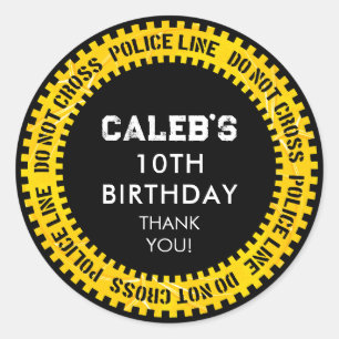 Die Polizeilinie überquert am Geburtstag keine gel Runder Aufkleber