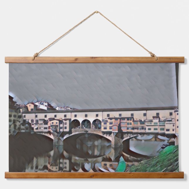 Die Ponte Vecchio Wandteppich Mit Holzrahmen (Vorne)