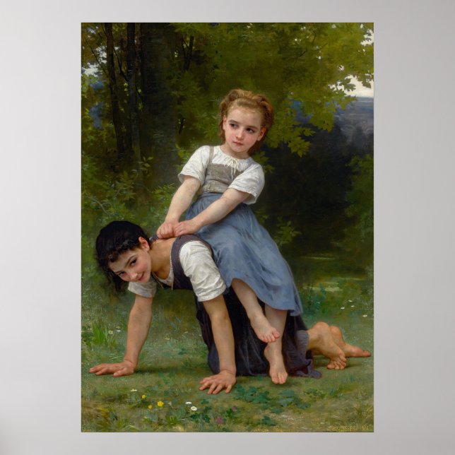 Die Pony-Back-Fahrt von William-Adolphe Bouguereau Poster (Vorne)
