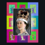 Die Pop Art Coronation Poster<br><div class="desc">Der Stern ist natürlich Elisabeth II. Wir haben kleine Pop Art Echos um das zentrale Portrait hinzugefügt.</div>