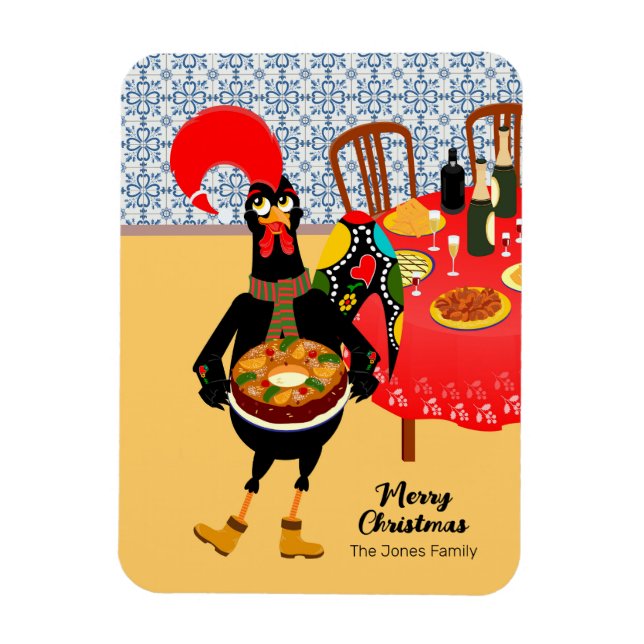 Die portugiesische Rooster-Liebe King Cake-Karte Magnet (Vertikal)