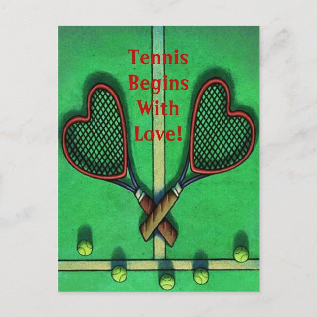 Die Posterkarte Sportspieler Tennis beginnt mit de Postkarte (Vorderseite)