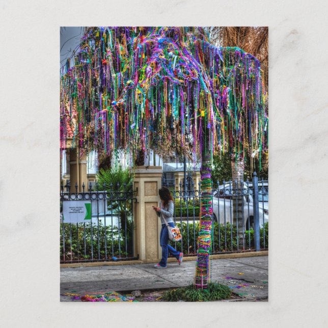 Die Postkarte der Mardi Gras Bead Tree (Vorderseite)