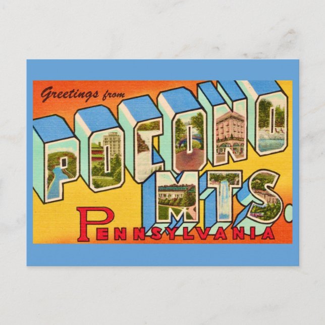 Die Postkarte der Pocono Mountains (Vorderseite)