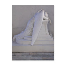 Die Postkarte für den Angel niemals allein abwisch