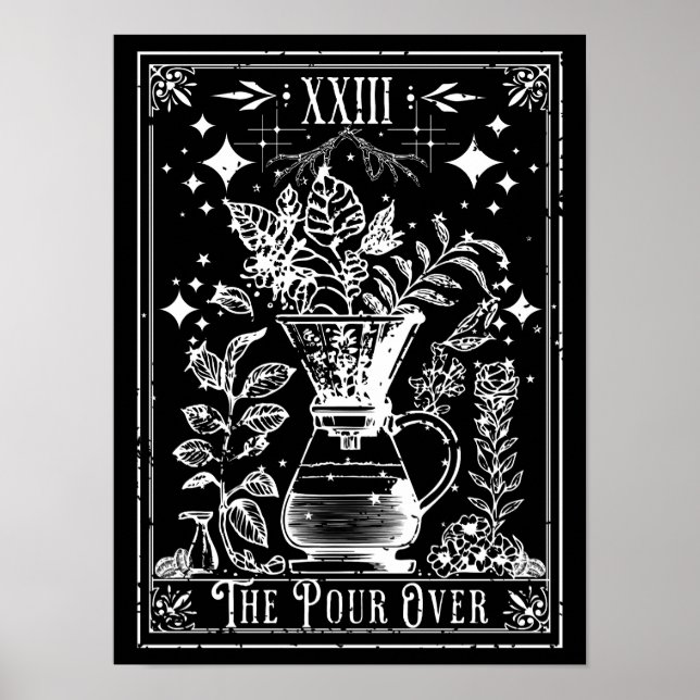 Die Pour-Over-Kaffee-Tarotkarte Poster (Vorne)