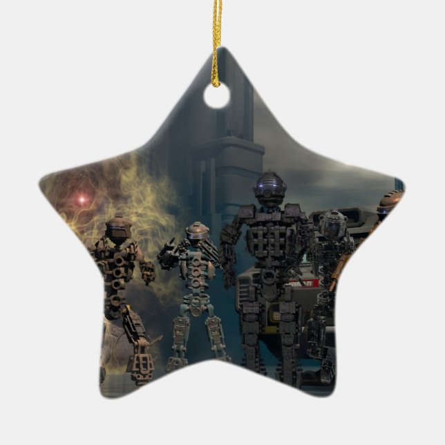 die prachtvollen sieben Roboter b Keramik Ornament (Vorne)