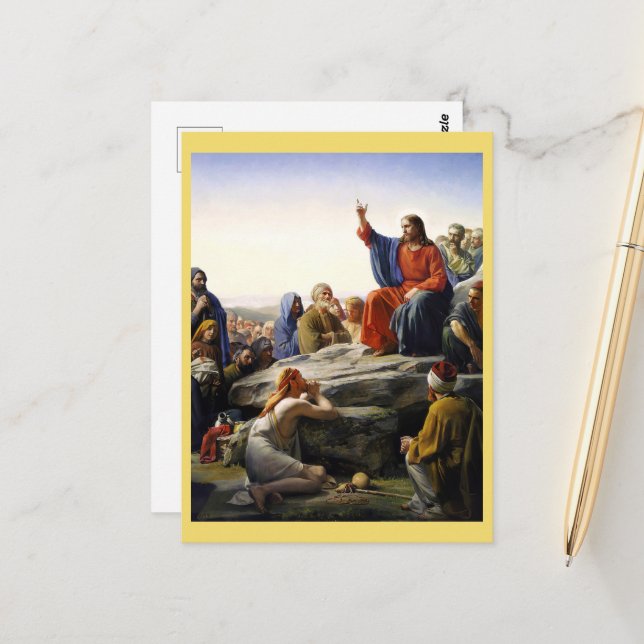 Die Predigt auf dem Berg, religiös Postkarte (Vorderseite/Rückseite Beispiel)