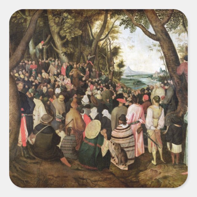 Die Predigt des Johannes des Taufers Quadratischer Aufkleber (Vorderseite)