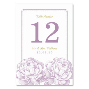 Die Pretty Peony Floral Hochzeitskollektion Tischnummer