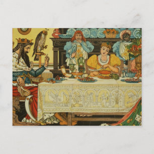 Die Prinzessin teilt ihr Abendessen mit dem Frosch Postkarte