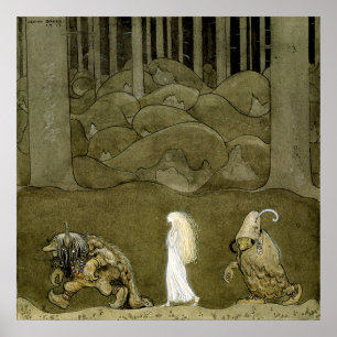 „Die Prinzessin und die Trolle“ Aquarell von John Poster