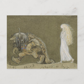 Die Prinzessin und die Trolle - John Bauer vintage Postkarte