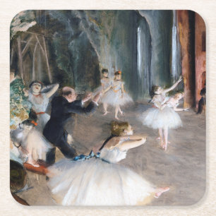 Die Probe auf der Bühne, Edgar Degas Rechteckiger Pappuntersetzer