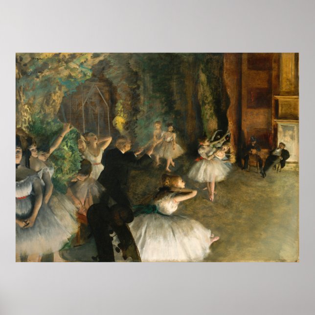 Die Probe des Balletts auf der Bühne, Degas Poster (Vorne)