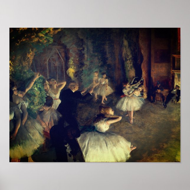 Die Probe des Balletts auf der Bühne, von Degas: Poster (Vorne)