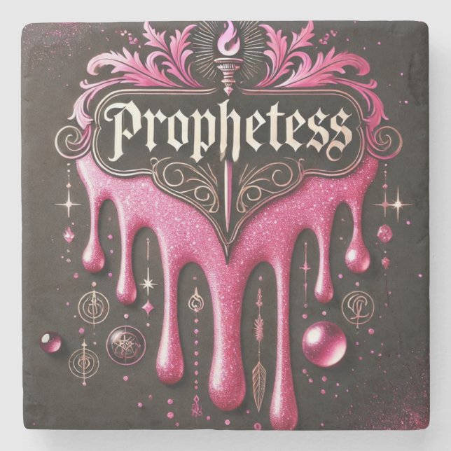 Die Prophetess' 4x4 Marmorsäulen-Untersetzer (Set  Steinuntersetzer (Vorderseite)