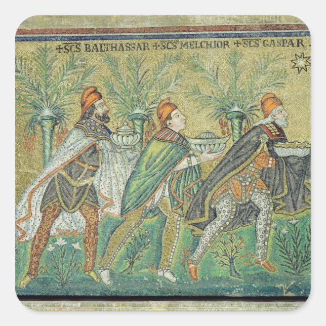 Die Prozession der drei Könige Quadratischer Aufkleber (Vorderseite)
